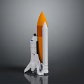 Detailed Space Rocket Model With Orange Nose Cone And White Body