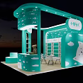 Turquoise Commercial Exhibition Booth Equipment With Shelves Round Display Stand And Cabinets For Retail