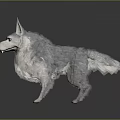 White Wolf Game Movie Character with Fluffy Fur Pointed Ears Blue Eyes Standing Pose