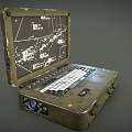 Rugged Military Laptop With Reinforced Olive Green Case Displaying Tactical Map