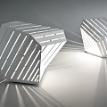 Geometric White Table Lamps With Striped Design And Projected Light Shadows 3d model