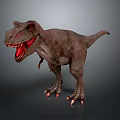 Tyrannosaurus Rex Dinosaur Model With Open Mouth Sharp Teeth Red Eyes And Brown Spotted Skin