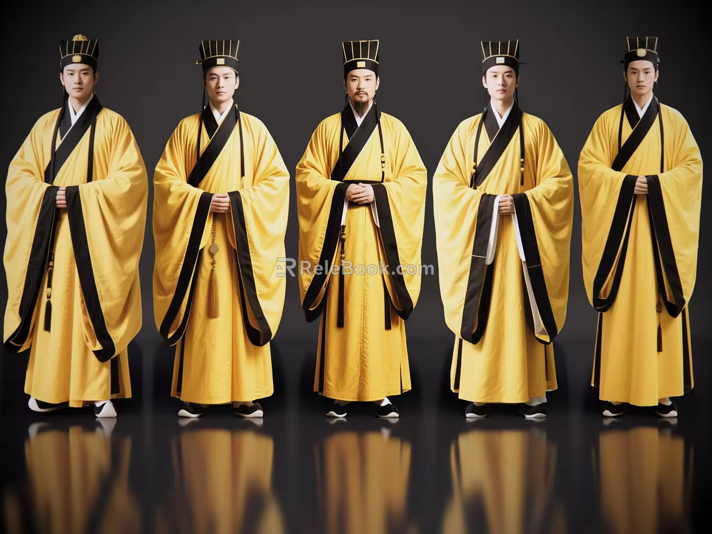 2D ancient costume figure yellow robe Taoist priest ancient costume man yellow robe Taoist priest Taoist figure zombie Taoist priest 3d model
