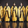 2D ancient costume figure yellow robe Taoist priest ancient costume man yellow robe Taoist priest Taoist figure zombie Taoist priest 3d model
