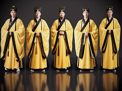 2D ancient costume figure yellow robe Taoist priest ancient costume man yellow robe Taoist priest Taoist figure zombie Taoist priest 3d model