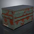 Rusty Green Metal Storage Box As Practical Household Item With Lid And Worn Surface