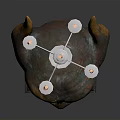 Ornate Horned Sculpture With Candelabra Red Eyes And Five Candles