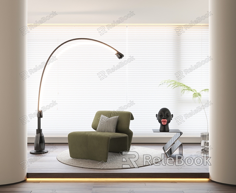 Leisure Chair Combination Floor Lamp Corner Green Plant Leisure Chair model