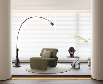 Leisure Chair Combination Floor Lamp Corner Green Plant Leisure Chair 3d model