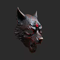 Wolf Head Pendant with Red Gemstone and Intricate Carved Details Decorative Ornament for Home Decor