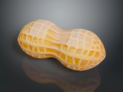 Golden Yellow Peanut Shaped Dessert With Intricate Grid Pattern Surface Design 3d model