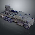 Armored Six Wheeled Military Vehicle With Mounted Cannon And Military Green Exterior Design