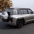 Silver Modern SUV with Bold Front Grille and Golden Leaf Tree Nearby