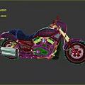 Black Motorcycle with Red Accent Wheels Black Leather Seat Chrome Exhaust Pipes Modern Cruiser Design