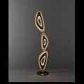 Modern Decorative Floor Lamp with Three Oval Shaped Gold Black Layers 3d model