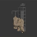 Rustic Industrial Metal Tower With Natural Rock Base And Staircase Platform