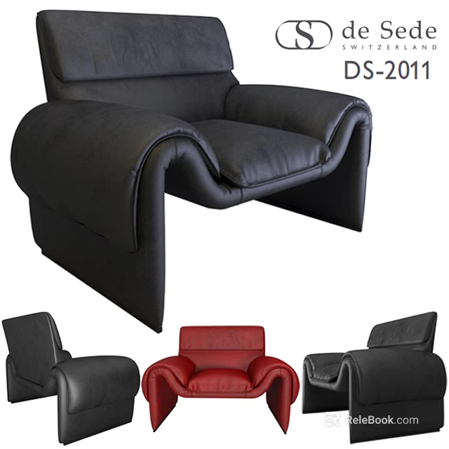 Black Leather Leisure Chair With Modern Design Unique Shape And Comfortable Armrest 3d model 