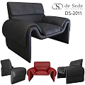 Black Leather Leisure Chair With Modern Design Unique Shape And Comfortable Armrest
