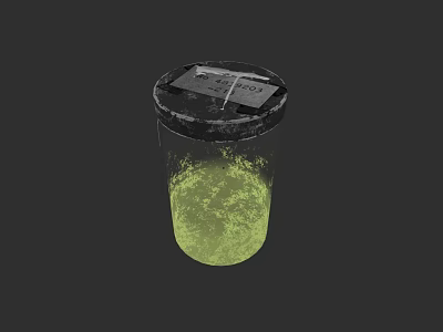 Ceramic Transparent Vessel With Black Lid And Green Liquid Inside 3d model