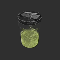 Ceramic Transparent Vessel With Black Lid And Green Liquid Inside