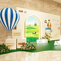 Inflatable Hot Air Balloon Display At Brand Exhibition With Green Grassland Cows And Milk Products