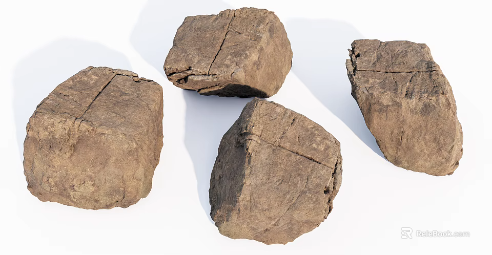 Natural Stone And Wood Blocks With Rough Texture For Decorative Projects 3d model