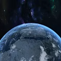 Stunning Blue Earth In Starry Space With Galaxy And Cosmic Background