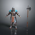Medieval Battle Axe 3D Model With Detailed Armor And Ornate Metal Design Elements 3d model