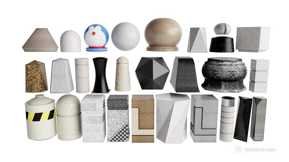 Various Shaped Road Safety Facilities With Different Materials And Designs 3d model