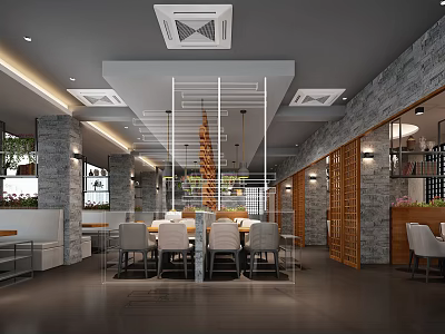 Modern Hot Pot Restaurant foyer 3d model