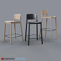 Modern Bar Stools in Light Wood and Black with Minimalist Stylish Design for Kitchen