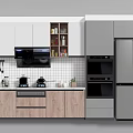 Elegant Modern Kitchen Interior With Wooden Countertop Cabinets And Stainless Steel Appliances