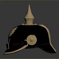 Antique Black Helmet With Gold Spiked Top And Eagle Emblem Design