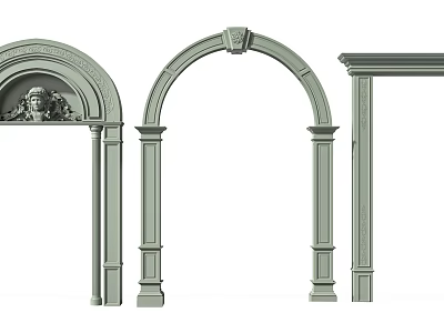 Different Architectural Door Arch Designs Featuring Carved Details And Column Supports 3d model