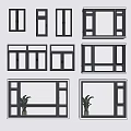 modern floor-to-ceiling window floor-to-ceiling window bay window flat window combination 3d model
