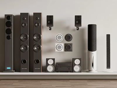 High Performance Home Theater Audio Speakers With Tower Bookshelf Wall Mounted Subwoofers And Receiver 3d model