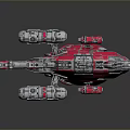 Sci Fi Spaceship 3D Model With Red And Silver Exterior Multiple Engines And Circular Hull 3d model
