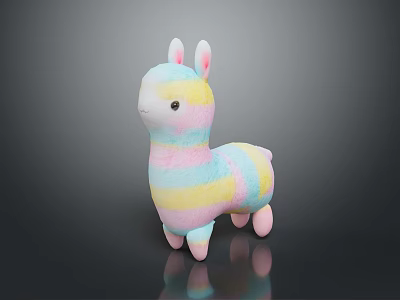Colorful Striped Llama Plush Toy For Kids Soft Stuffed Animal Decoration 3d model