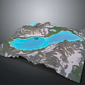 Breathtaking Natural Mountain Scenery With Snow Covered Peaks And Turquoise Lake