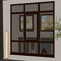 Modern Floor to Ceiling Window with Brown Frame Outdoor View and Indoor Plant Near Fireplace