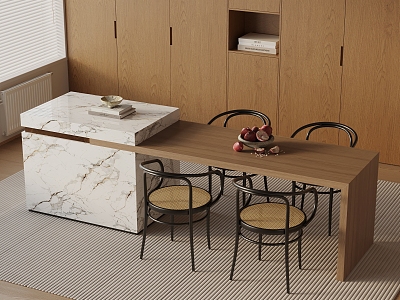 French island table and chair combination model