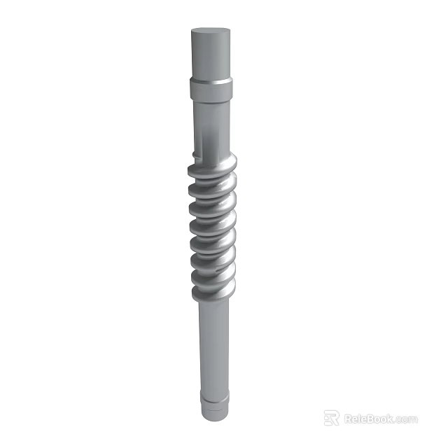 Silver Metal Rod With Spiral Coil Structure For Industrial Mechanical Use 3d model 