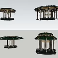 Traditional Pavilion With Green Roof And Columns As Scenic Photo Check In Spot