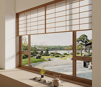 Japanese-style curtain roller shutter blackout curtain Shangri-La curtain 3d model
