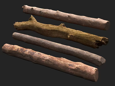 Natural Stone and Weathered Wood Logs with Authentic Texture for Rustic Home Decor Projects 3d model