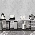 Modern Outdoor Lights With Diverse Designs And Various Shapes On Marble Surface