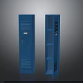 Two Blue Lockers Furniture Featuring Closed and Open Doors with Shelves