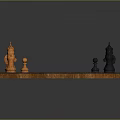 Wooden Chessboard With Checkered Pattern And Neatly Arranged Black White Chess Pieces