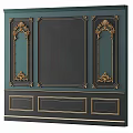 Elegant Dark Wall Paneling With Intricate Gold Carvings And Decorative Accents