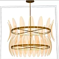 Modern Golden Chandelier With Curved Transparent Blades And Elegant Lighting Design